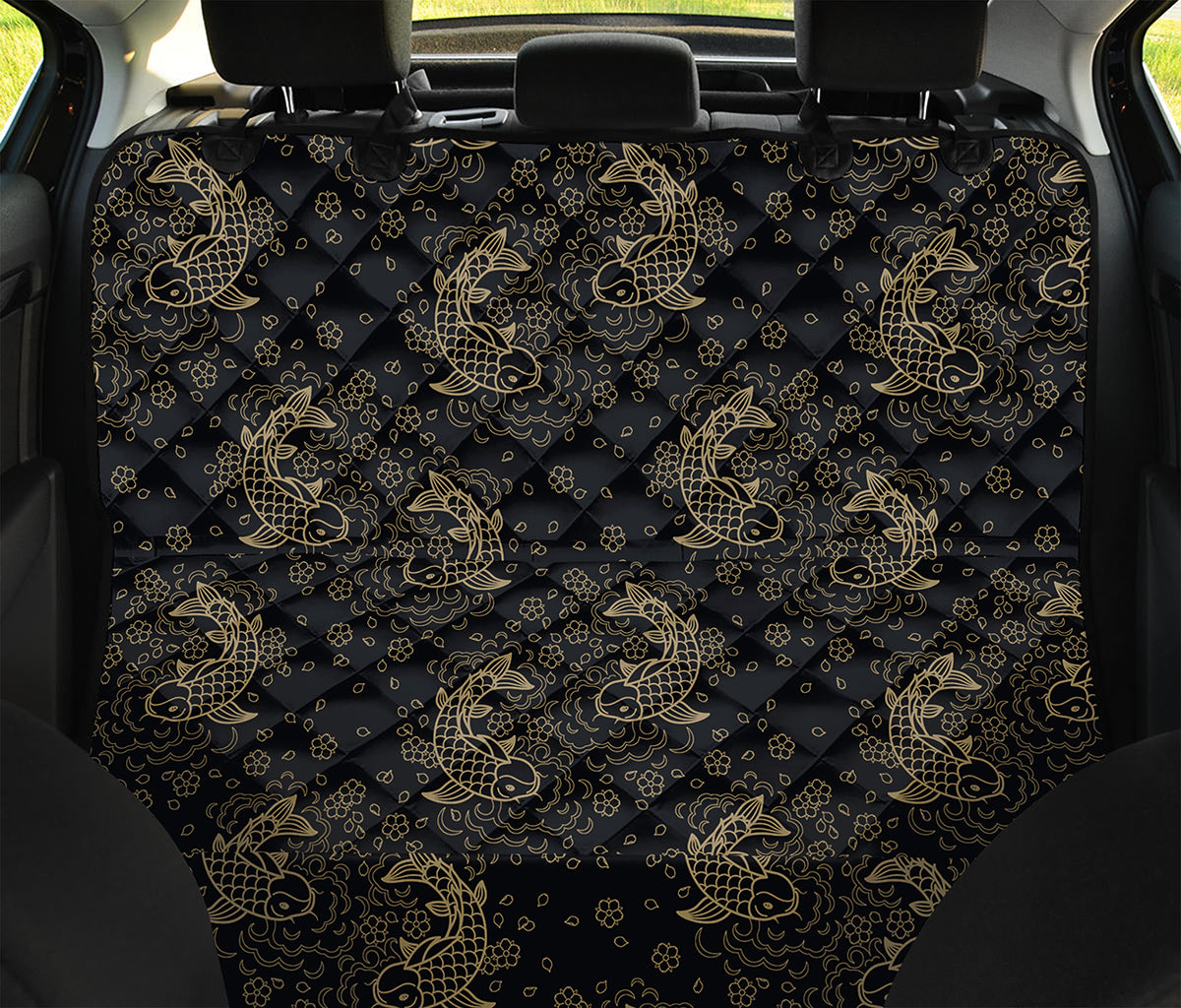 Chinese Koi Carp Pattern Print Pet Car Back Seat Cover