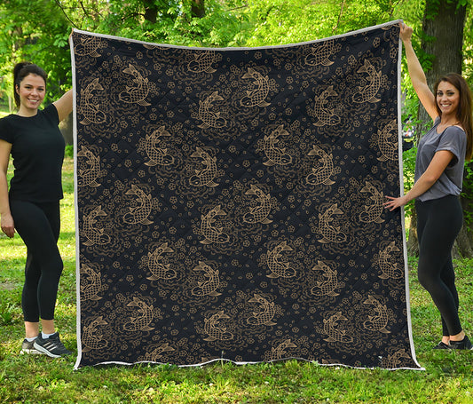Chinese Koi Carp Pattern Print Quilt