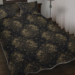 Chinese Koi Carp Pattern Print Quilt Bed Set