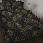 Chinese Koi Carp Pattern Print Quilt Bed Set