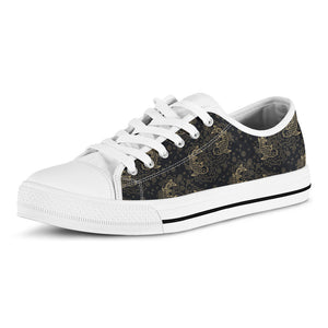 Chinese Koi Carp Pattern Print White Low Top Shoes