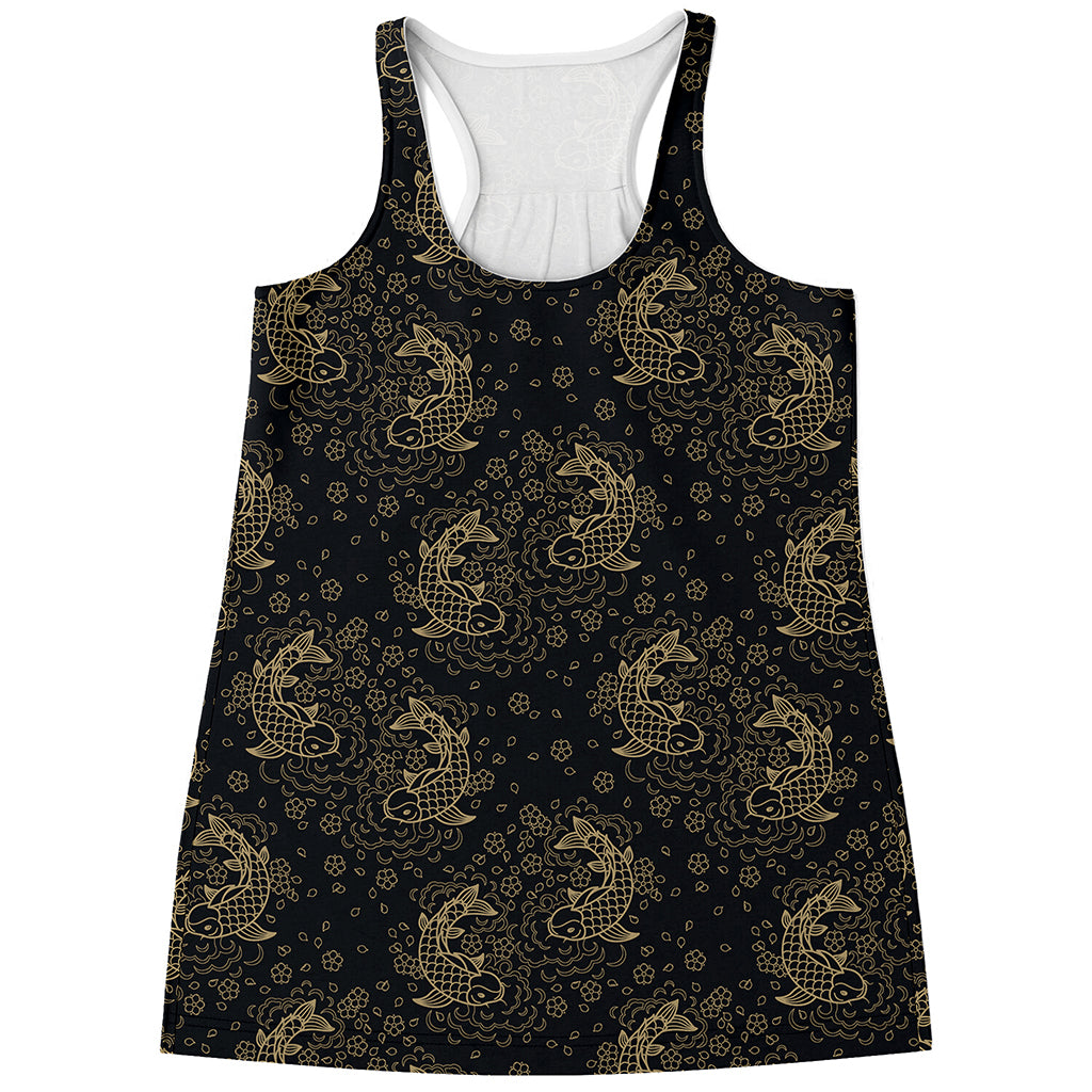 Chinese Koi Carp Pattern Print Women's Racerback Tank Top