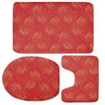 Chinese Koi Fish Pattern Print 3 Piece Bath Mat Set