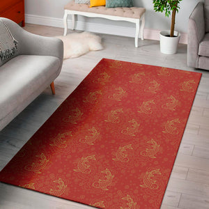 Chinese Koi Fish Pattern Print Area Rug