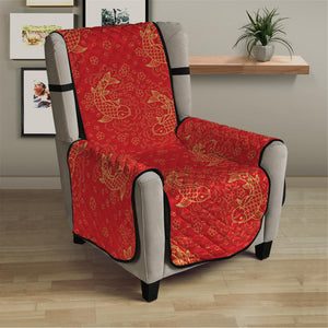 Chinese Koi Fish Pattern Print Armchair Protector