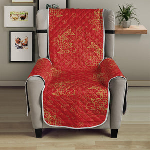 Chinese Koi Fish Pattern Print Armchair Protector