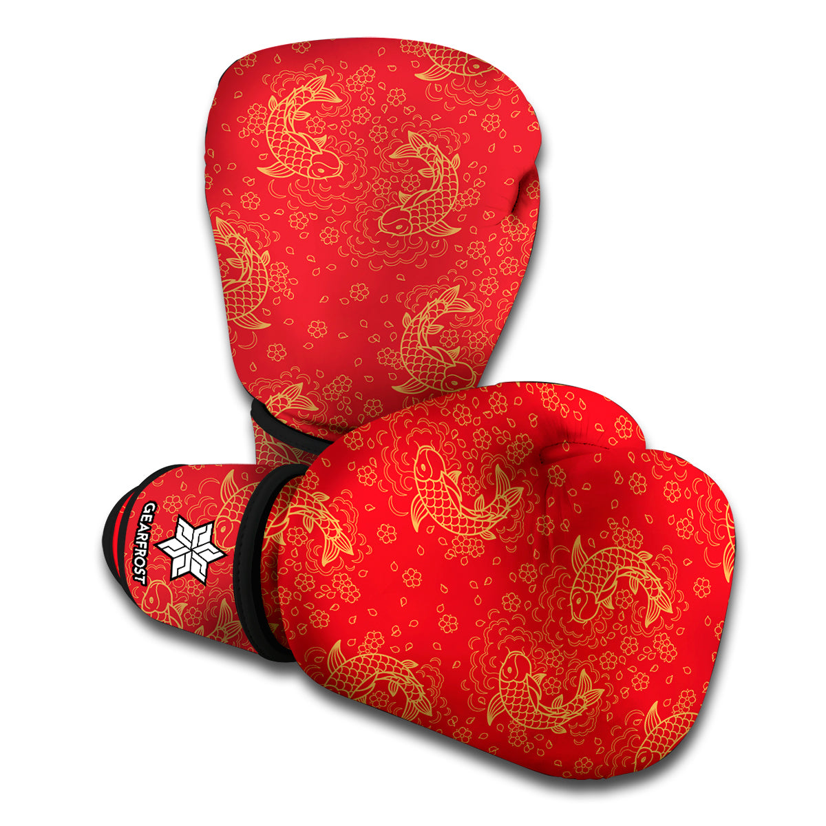 Chinese Koi Fish Pattern Print Boxing Gloves