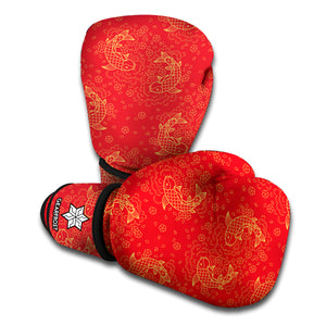 Chinese Koi Fish Pattern Print Boxing Gloves