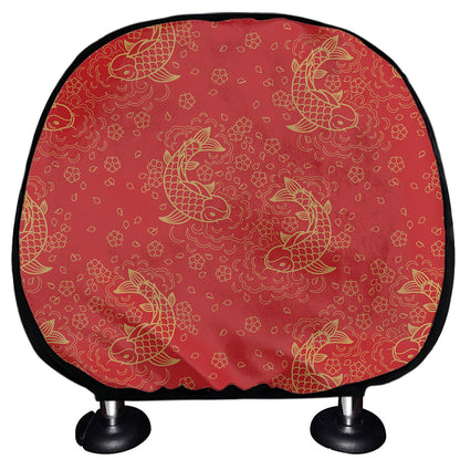Chinese Koi Fish Pattern Print Car Headrest Covers