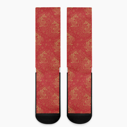 Chinese Koi Fish Pattern Print Crew Socks