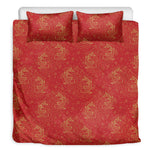 Chinese Koi Fish Pattern Print Duvet Cover Bedding Set