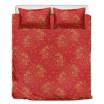 Chinese Koi Fish Pattern Print Duvet Cover Bedding Set