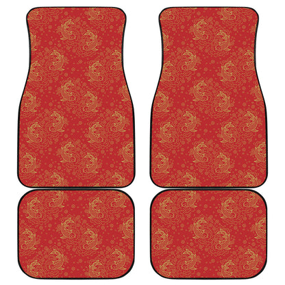 Chinese Koi Fish Pattern Print Front and Back Car Floor Mats
