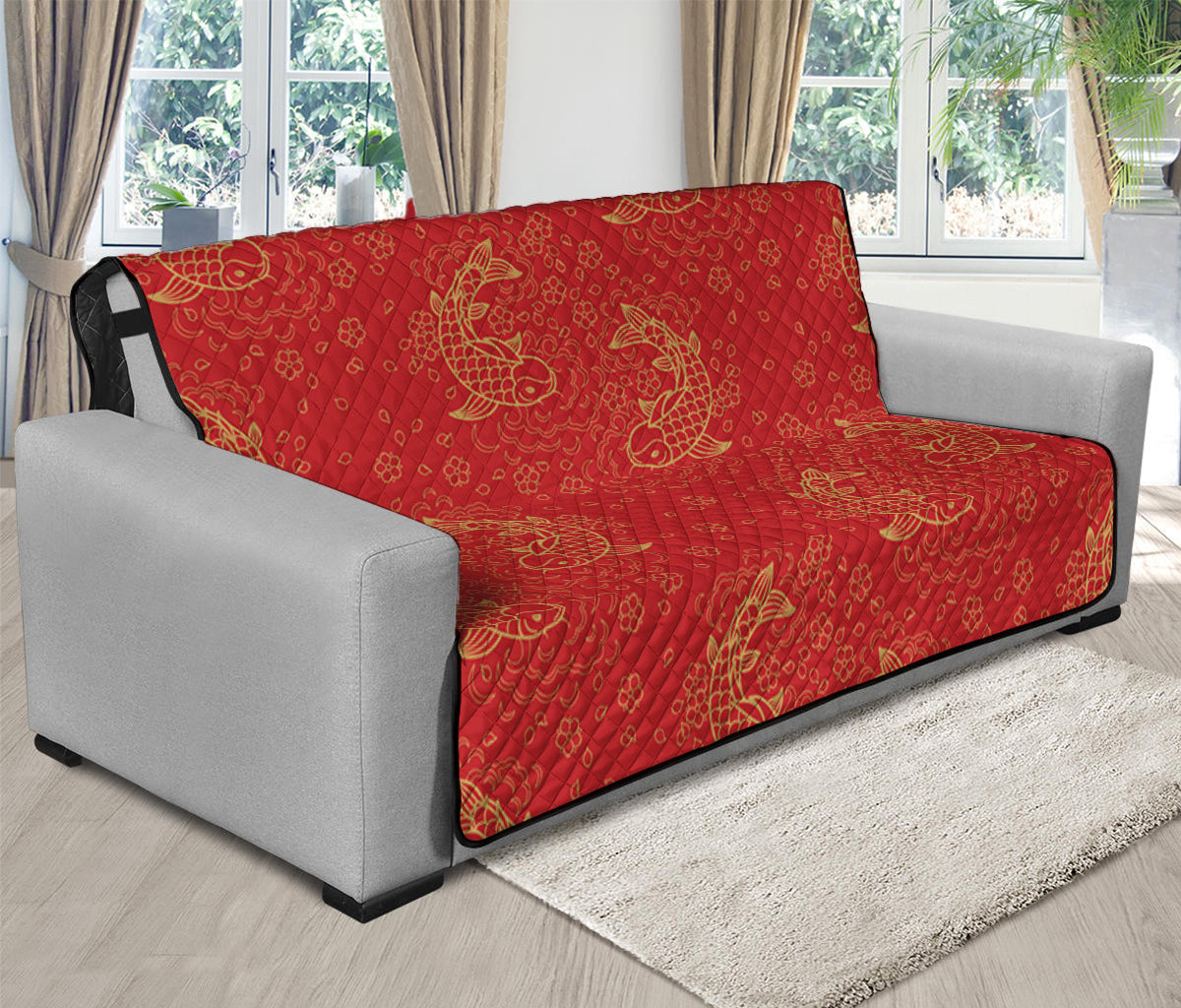 Chinese Koi Fish Pattern Print Futon Protector