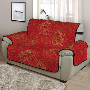 Chinese Koi Fish Pattern Print Half Sofa Protector