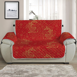 Chinese Koi Fish Pattern Print Half Sofa Protector