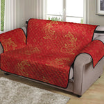 Chinese Koi Fish Pattern Print Loveseat Protector