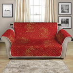 Chinese Koi Fish Pattern Print Loveseat Protector