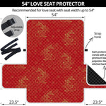 Chinese Koi Fish Pattern Print Loveseat Protector