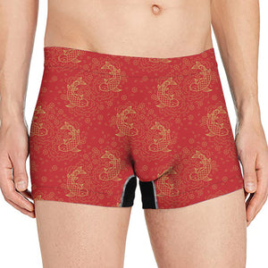 Chinese Koi Fish Pattern Print Men's Boxer Briefs