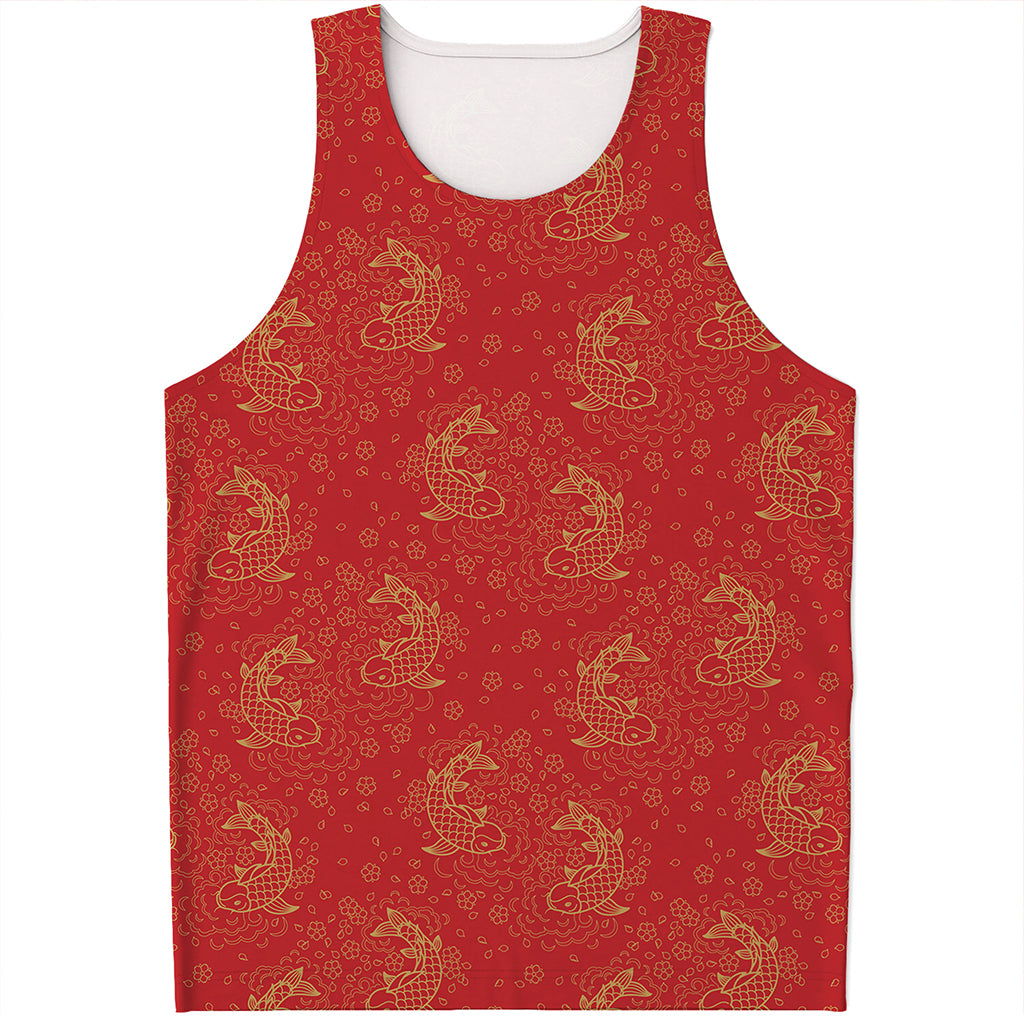 Chinese Koi Fish Pattern Print Men's Tank Top