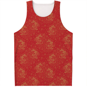 Chinese Koi Fish Pattern Print Men's Tank Top