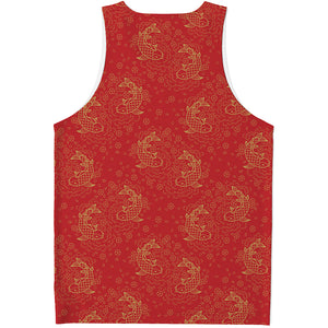 Chinese Koi Fish Pattern Print Men's Tank Top