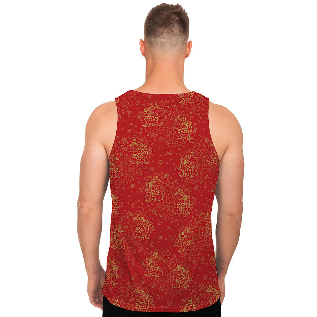 Chinese Koi Fish Pattern Print Men's Tank Top