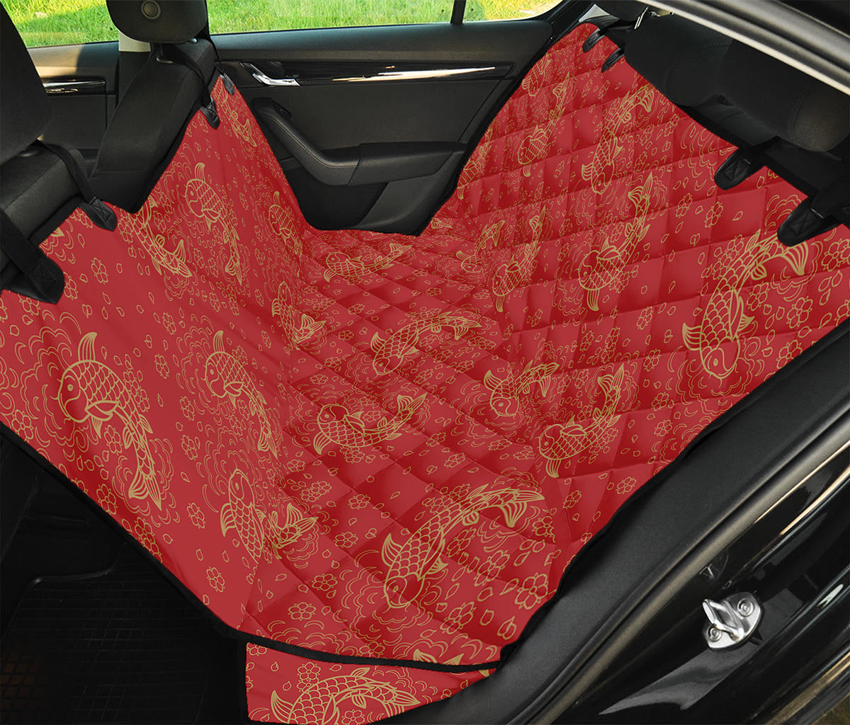 Chinese Koi Fish Pattern Print Pet Car Back Seat Cover