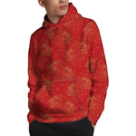 Chinese Koi Fish Pattern Print Pullover Hoodie