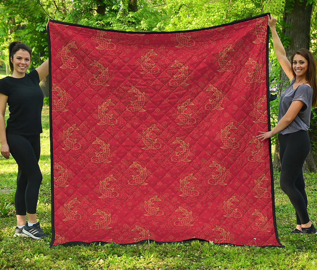 Chinese Koi Fish Pattern Print Quilt