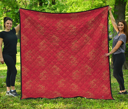 Chinese Koi Fish Pattern Print Quilt