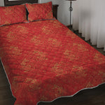 Chinese Koi Fish Pattern Print Quilt Bed Set