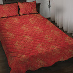 Chinese Koi Fish Pattern Print Quilt Bed Set