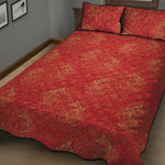 Chinese Koi Fish Pattern Print Quilt Bed Set