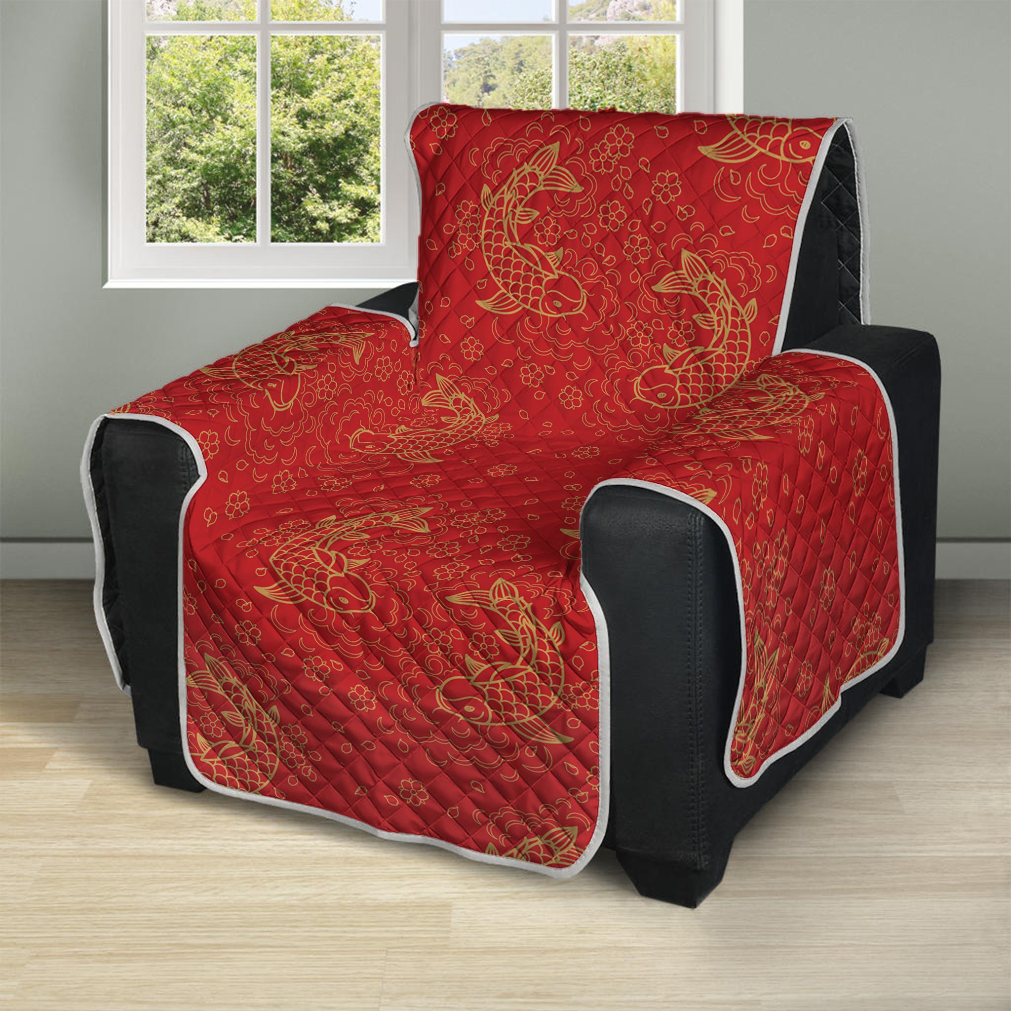 Chinese Koi Fish Pattern Print Recliner Protector