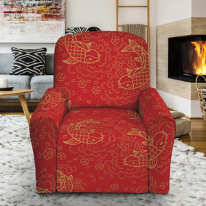 Chinese Koi Fish Pattern Print Recliner Slipcover