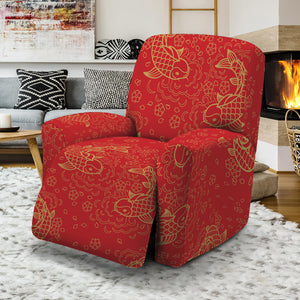 Chinese Koi Fish Pattern Print Recliner Slipcover