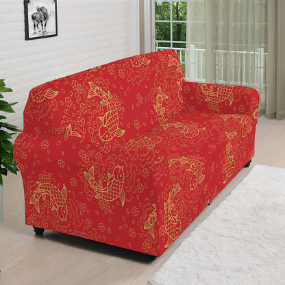 Chinese Koi Fish Pattern Print Sofa Cover