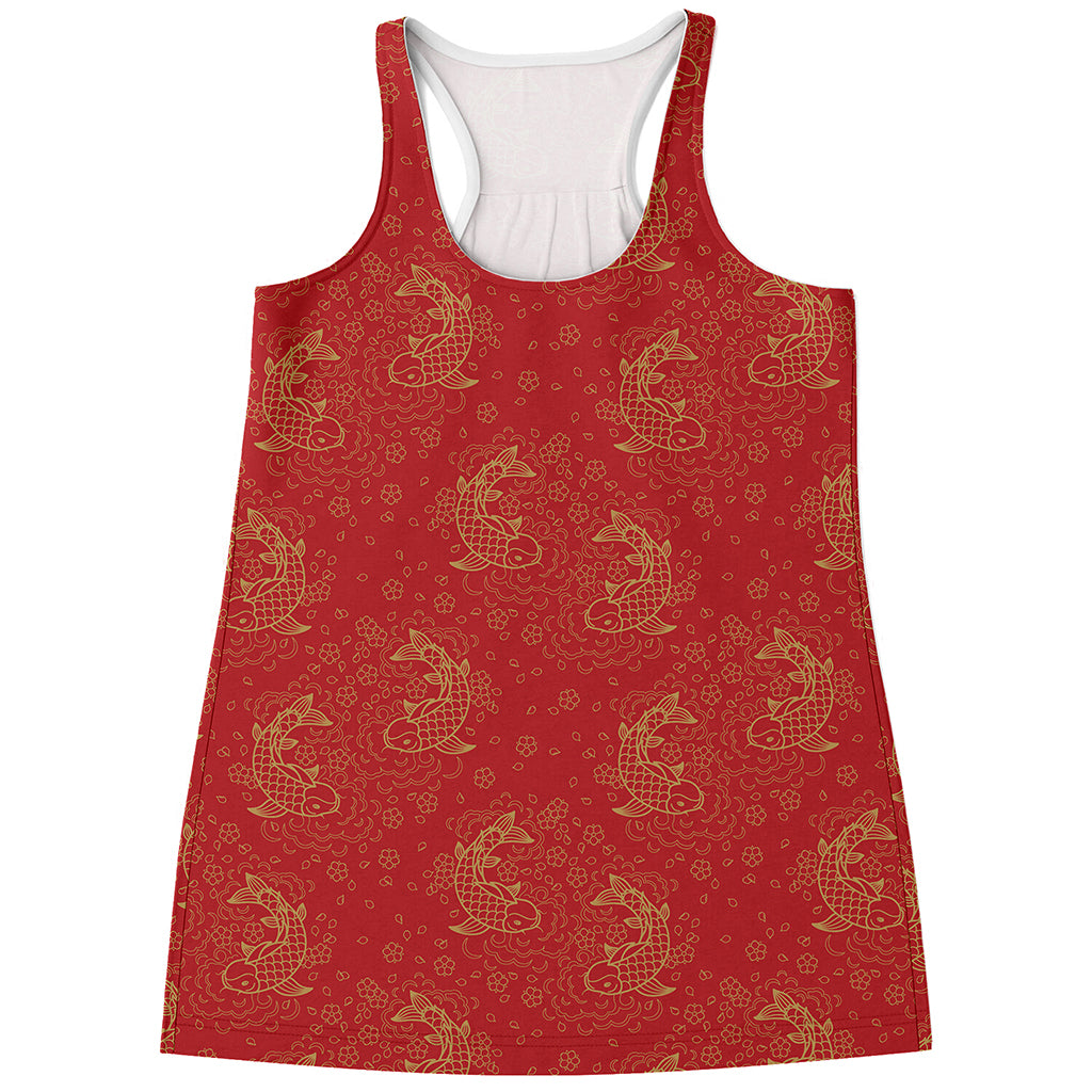 Chinese Koi Fish Pattern Print Women's Racerback Tank Top