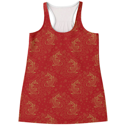 Chinese Koi Fish Pattern Print Women's Racerback Tank Top