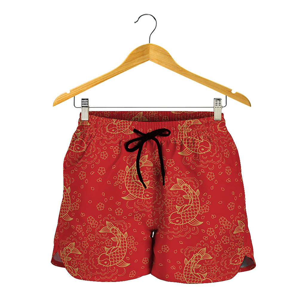 Chinese Koi Fish Pattern Print Women's Shorts