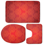 Chinese Lu Symbol Pattern Print 3 Piece Bath Mat Set