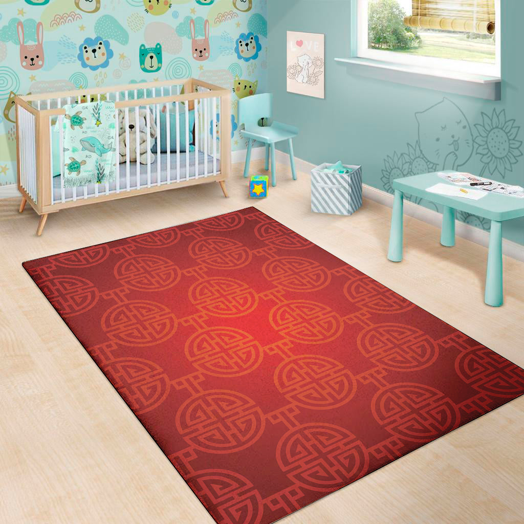 Chinese Lu Symbol Pattern Print Area Rug