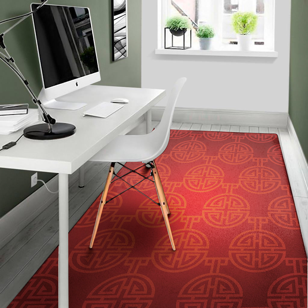 Chinese Lu Symbol Pattern Print Area Rug