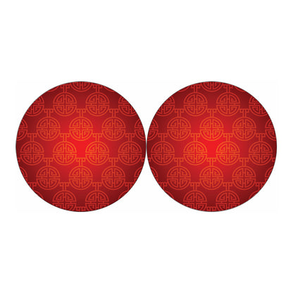 Chinese Lu Symbol Pattern Print Car Coasters