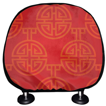 Chinese Lu Symbol Pattern Print Car Headrest Covers