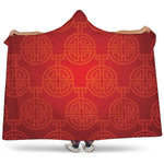 Chinese Lu Symbol Pattern Print Hooded Blanket