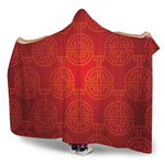 Chinese Lu Symbol Pattern Print Hooded Blanket