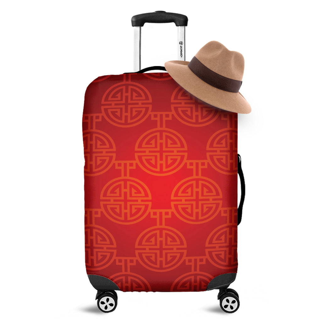 Chinese Lu Symbol Pattern Print Luggage Cover